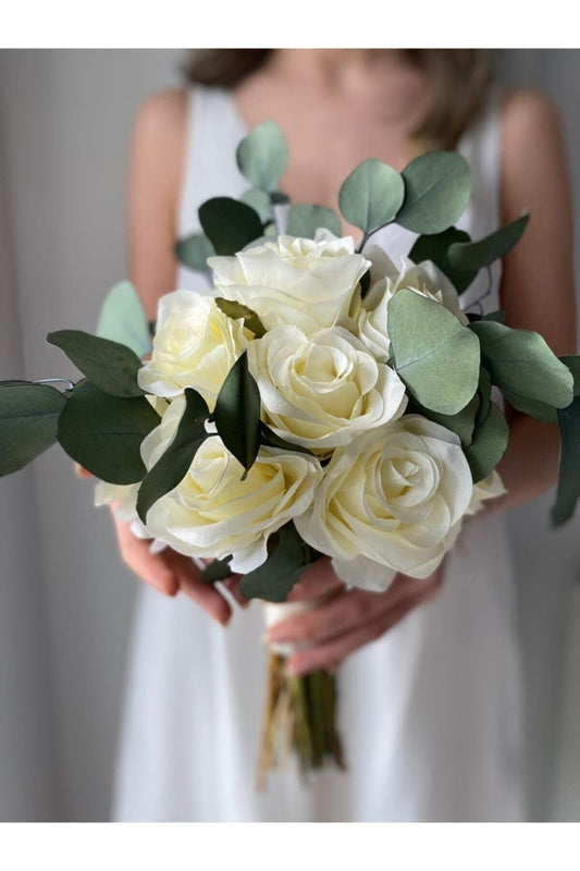 Grüner Populus-Strauß - Schockstrauß - Künstlicher Strauß - Rosenstrauß - Handstrauß - Handblume