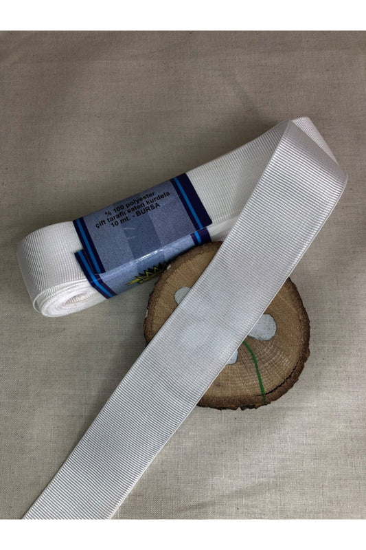10 Metre Kırık Beyaz Grogren Kurdele (3 Cm En)