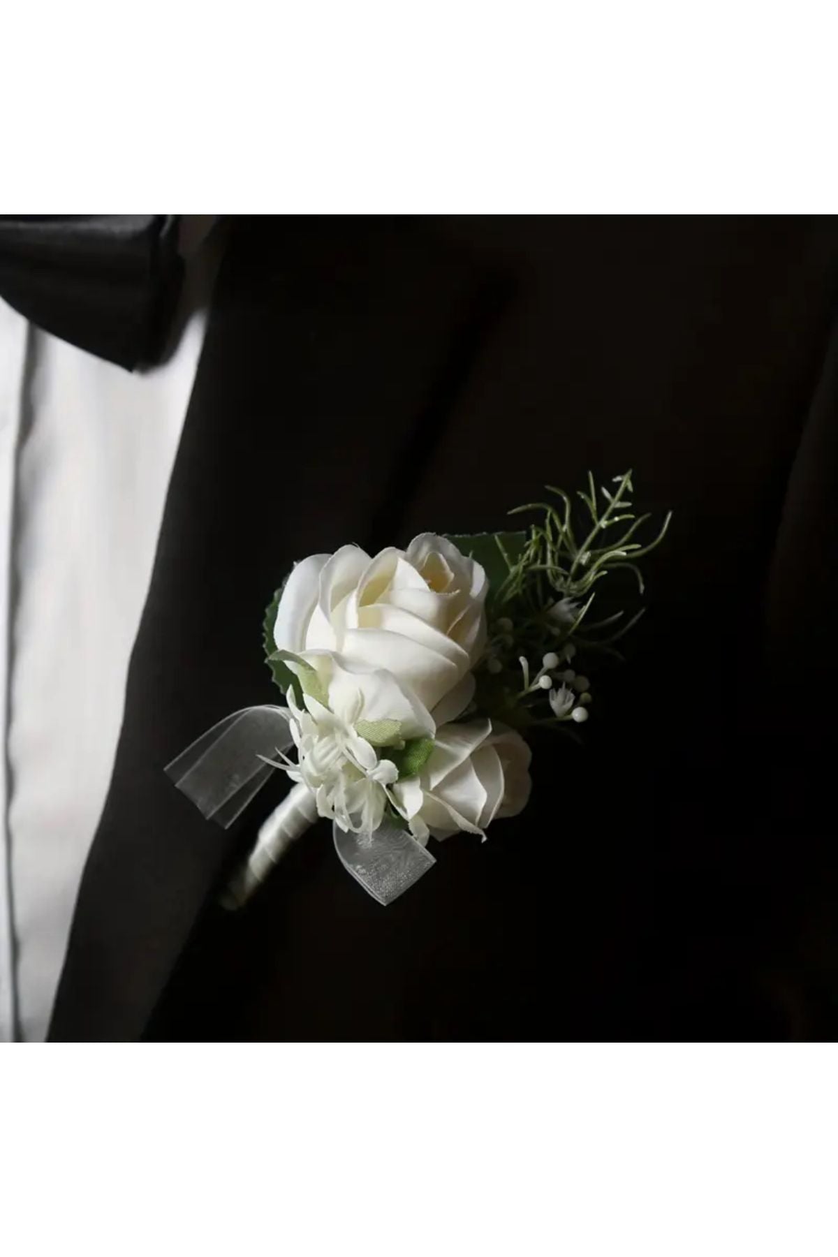 Kar Beyaz Güllü Fiyonk Yaka Çiçeği, Yaka İğnesi Damat Yaka Çiçeği