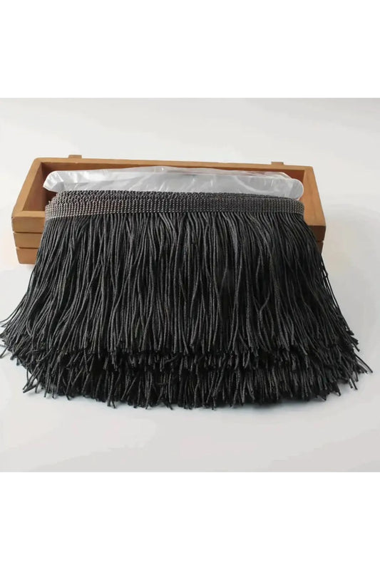 Schwarze flache Quaste, 15 cm, Quaste, verzierte Quaste, Nähzubehör, Spitzenband