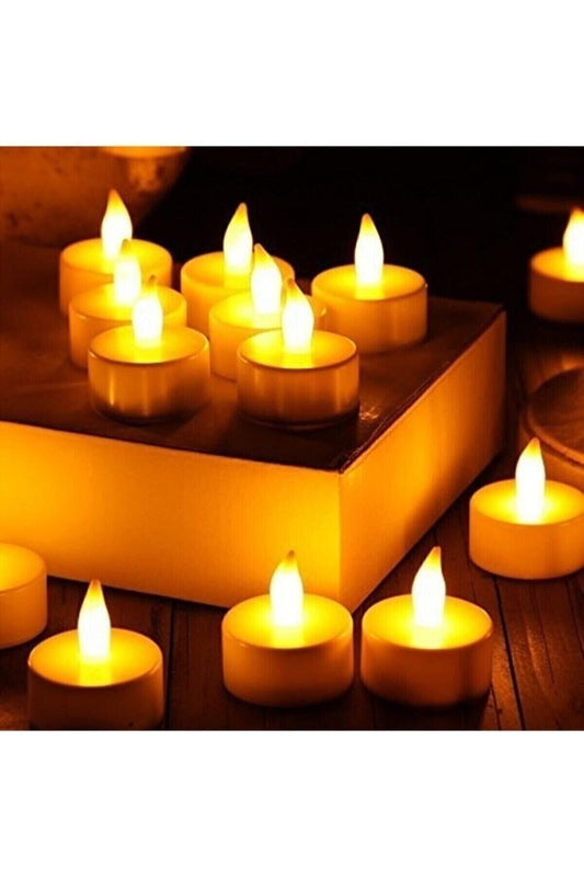 LED-Teelicht mit rauchfreier Flamme und gelbe batteriebetriebene LED-Kerze