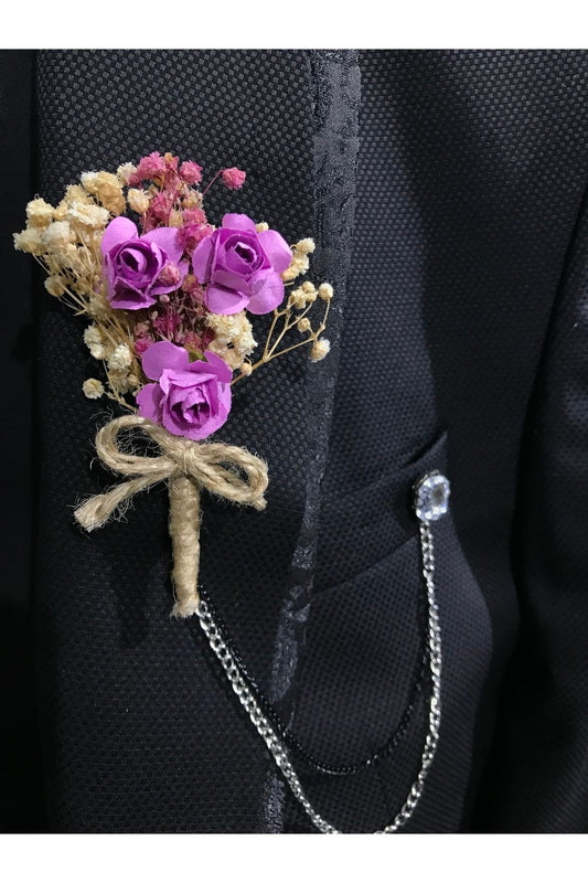 Lila Boutonniere - Boutonniere des Bräutigams - Boutonniere des Trauzeugen