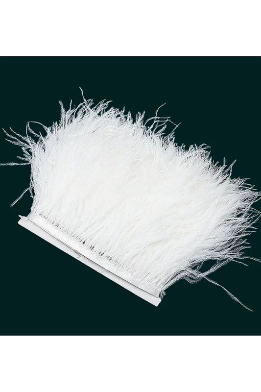 Weißes Straußenfederband – 9 cm Höhe, 1 Meter – Natürliches und elegantes Dekorationsmaterial