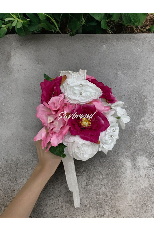 Brautstrauß in Fuchsie und Rosa