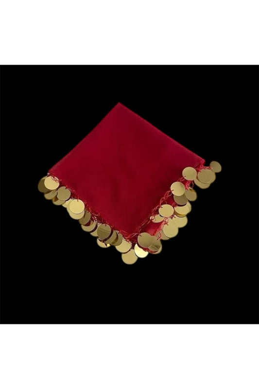 Rotes Chiffon-Pailletten-Halay-Taschentuch, 3-teilig – ein unverzichtbarer Artikel für Henna und Hochzeiten