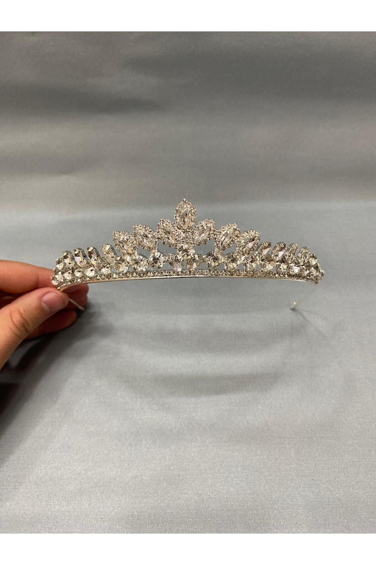 Perla weißer Zirkonstein dünne, stilvolle und elegante Brautkrone - Henna-Krone, Versprechens- und Verlobungskrone