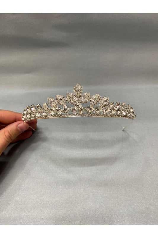 Perla weißer Zirkonstein dünne, stilvolle und elegante Brautkrone - Henna-Krone, Versprechens- und Verlobungskrone