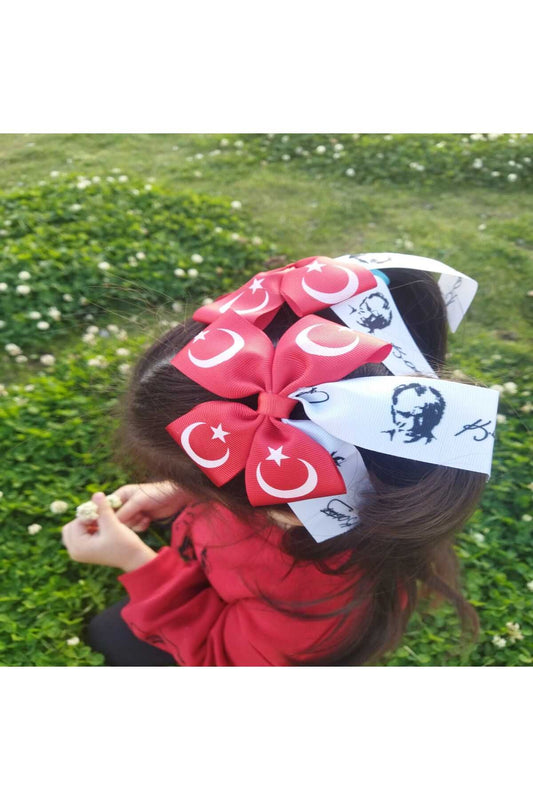 Halbmondstern Atatürk Mädchen Schleife Haarspange