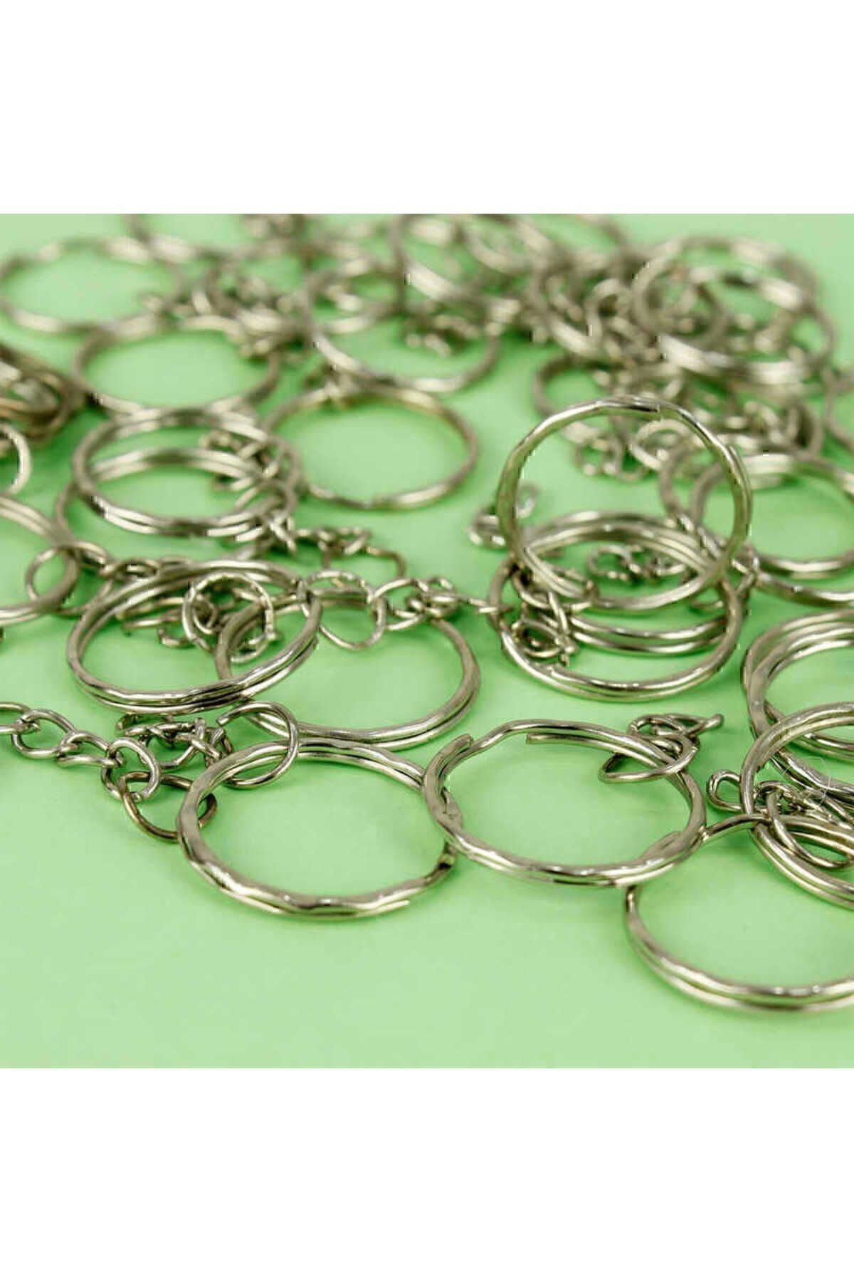 100 Stück Silber Kette Schlüsselanhänger Ring Amigurumi Makramee Schlüsselanhänger