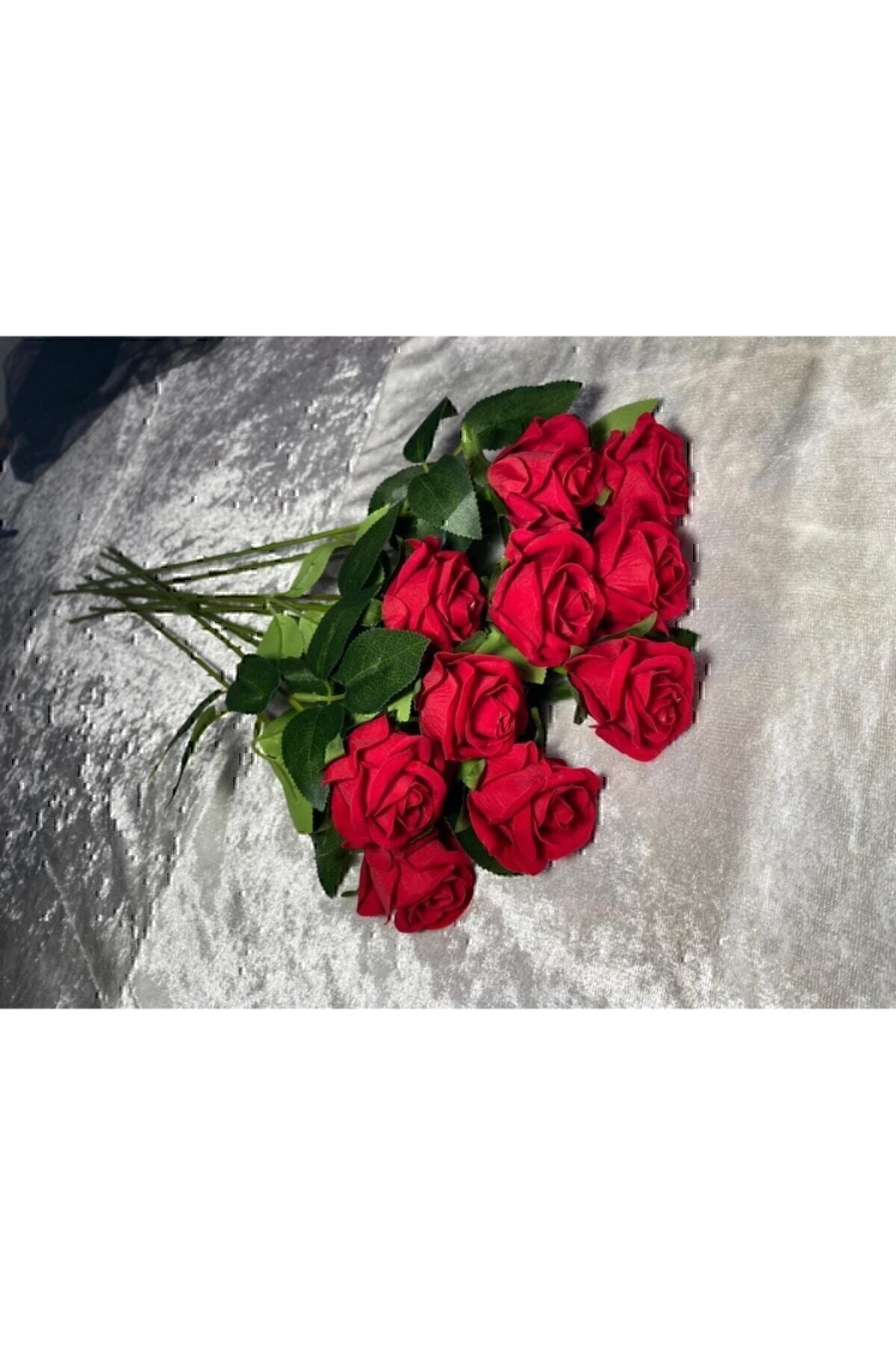 Yapay Kadife Gül 10 Adet Kırmızı 50 cm 245Yseri