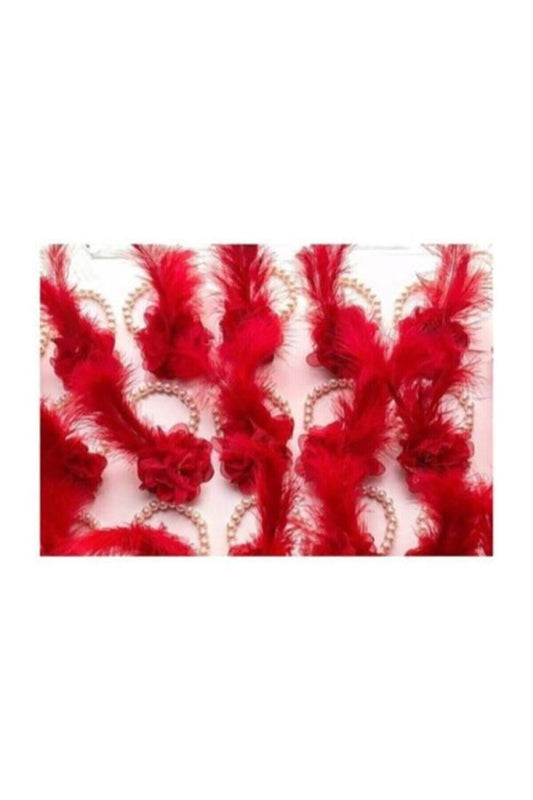 Rotes Henna-Armband mit Federn für Brautjungfern, 10 Stück