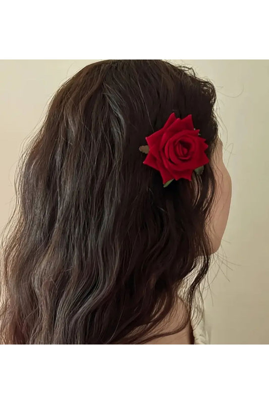 1 Stück Burgunder Samt Rose Haarspange, Vintage Burgunder Samt Rose Haarspange