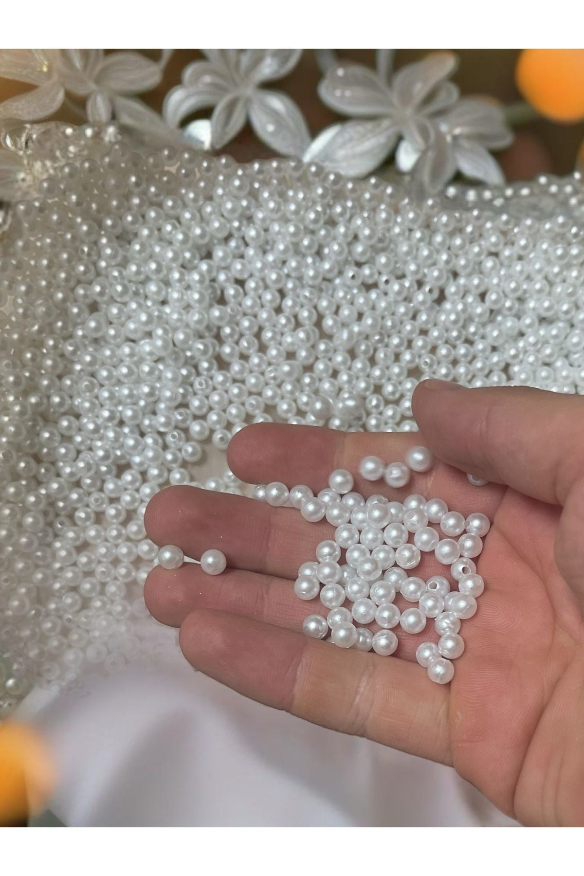 100gr 6mm Beyaz İnci Boncuk