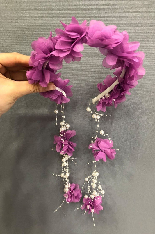 Kına Eğlence Tacı Lila Lazer Çiçekli Taç