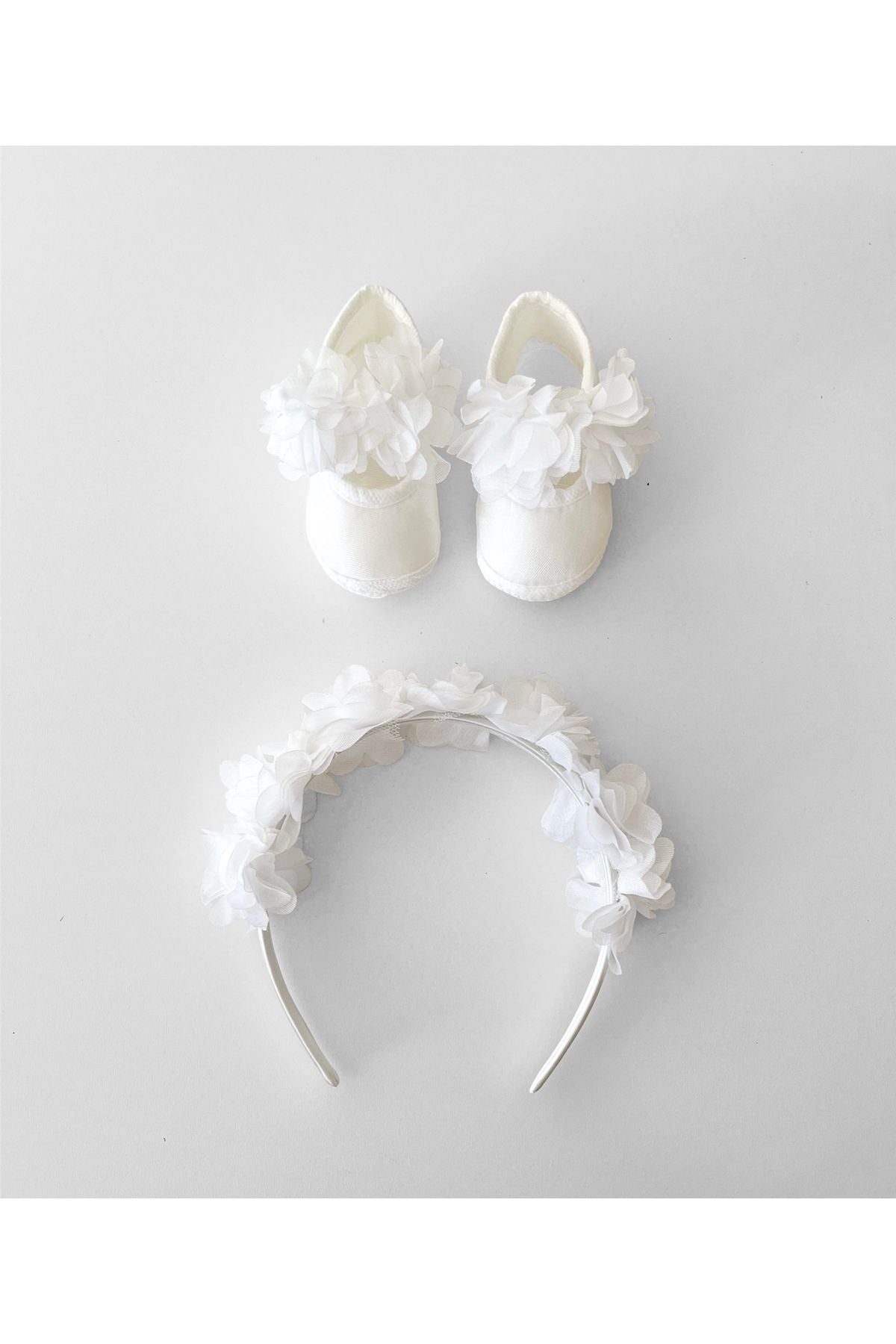 Baby Mädchen Blumenkrone Neugeborenengeschenk, Mawlid Booties mit Haarband, 2er Set