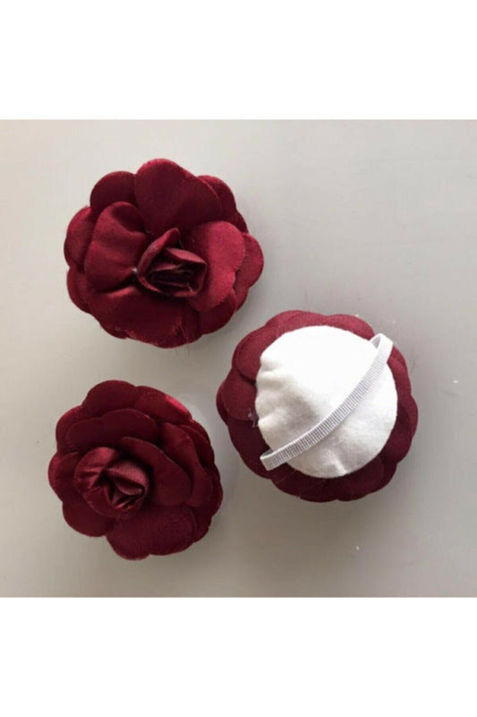 Palm Rose Burgunderrote Satin-Gummibänder im 2er-Pack