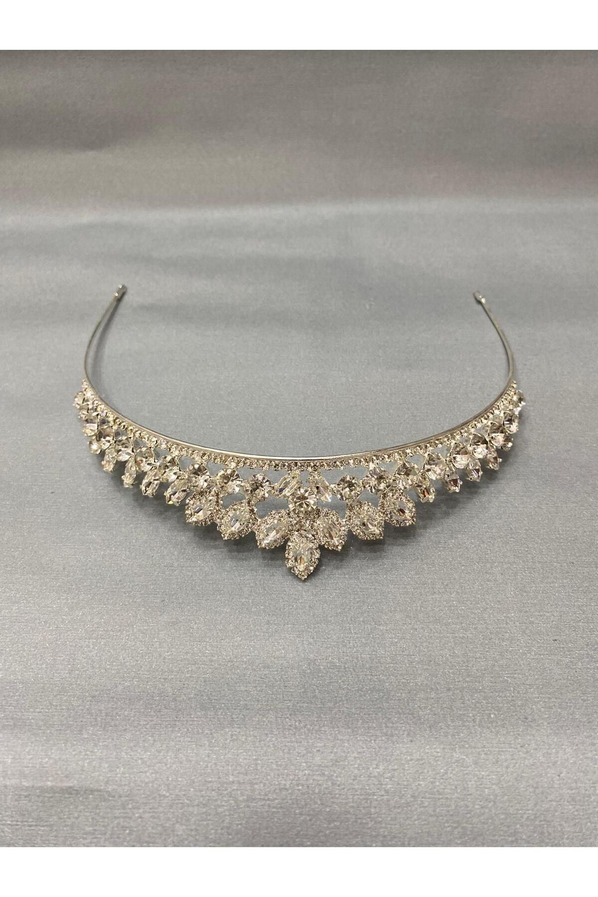 Perla weißer Zirkonstein dünne, stilvolle und elegante Brautkrone - Henna-Krone, Versprechens- und Verlobungskrone