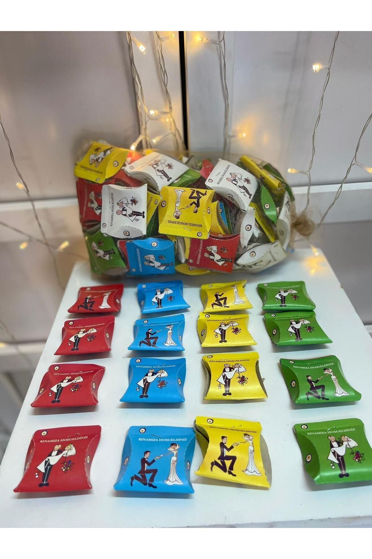 100 Stück gemischte Hennafarbe in einer Netzbox zum Verteilen