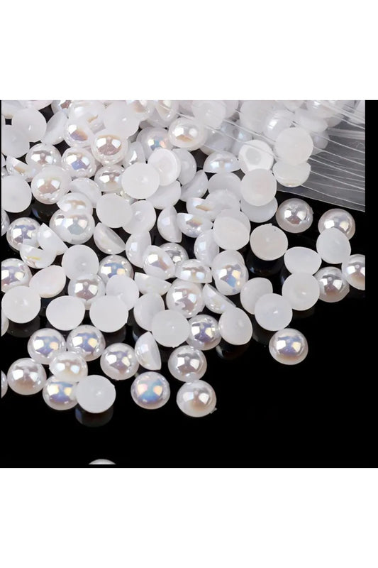 100 Stück 8 mm cremefarbene, halbrunde Perlen mit flacher Rückseite für die Schmuckherstellung, DIY, Hochzeitsdekoration