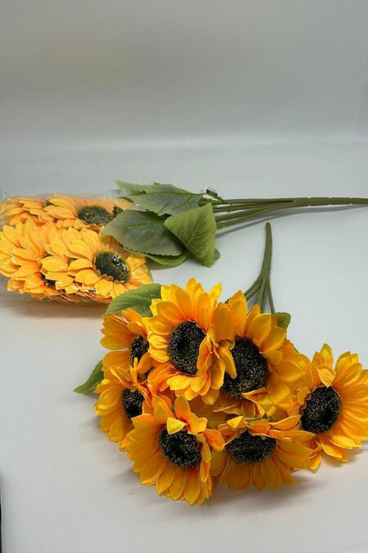 7-teiliger künstlicher Sonnenblumenstrauß – Stilvolle und farbenfrohe Tischdekoration