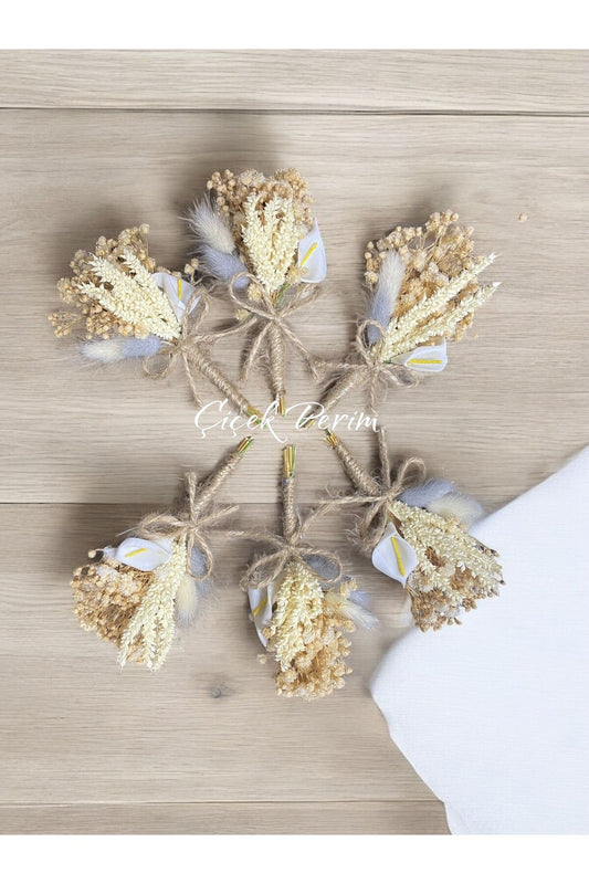 Trend 6-teilige Boutonnieres - Boutonnieres für den Bräutigam - Boutonnieres für den Trauzeugen