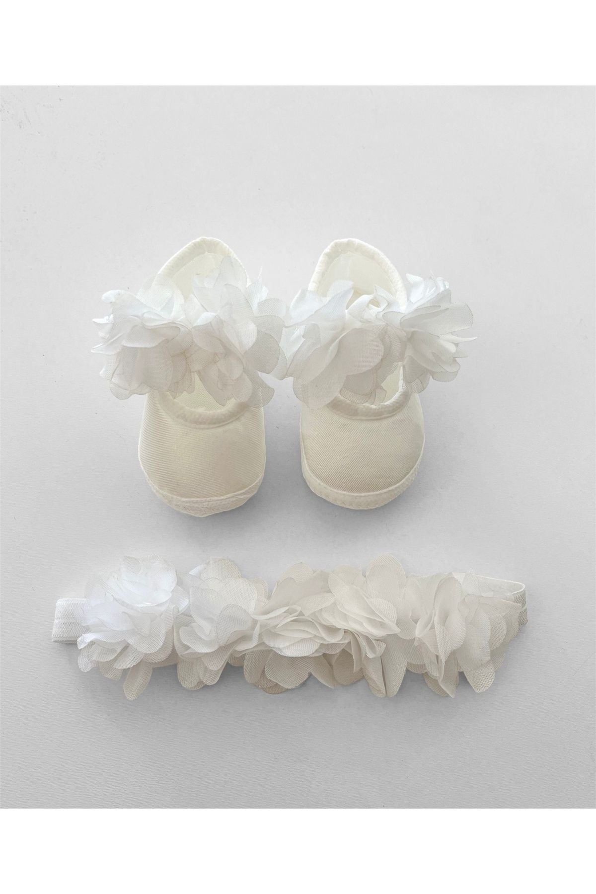 Baby Mädchen Blumenkrone Neugeborenengeschenk, Mawlid Booties mit Haarband, 2er Set