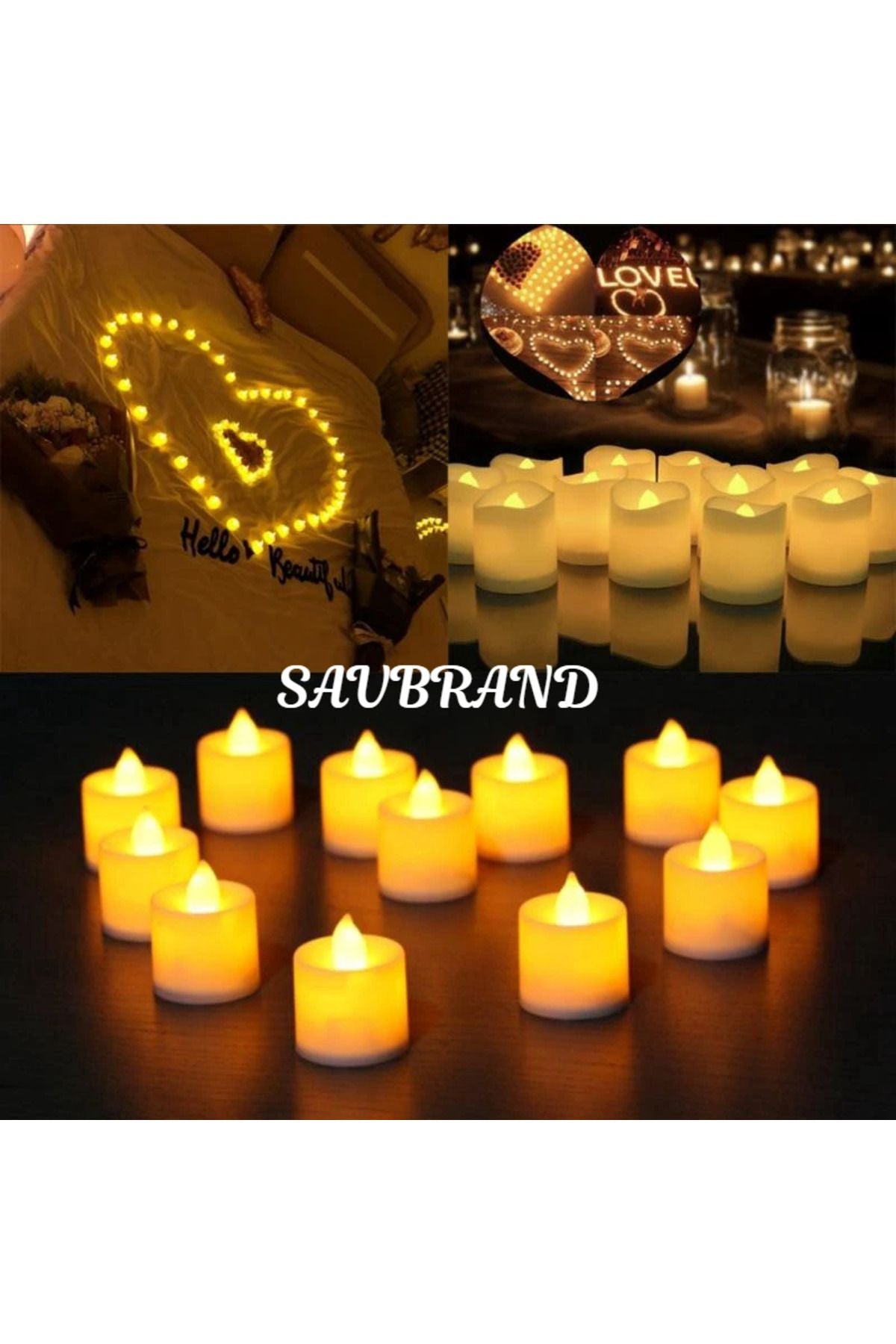 Ledli Mum Tealight Işıklı Dumansız Alevli Sarı Pilli Led Mum 8 Adet Pil Dahil