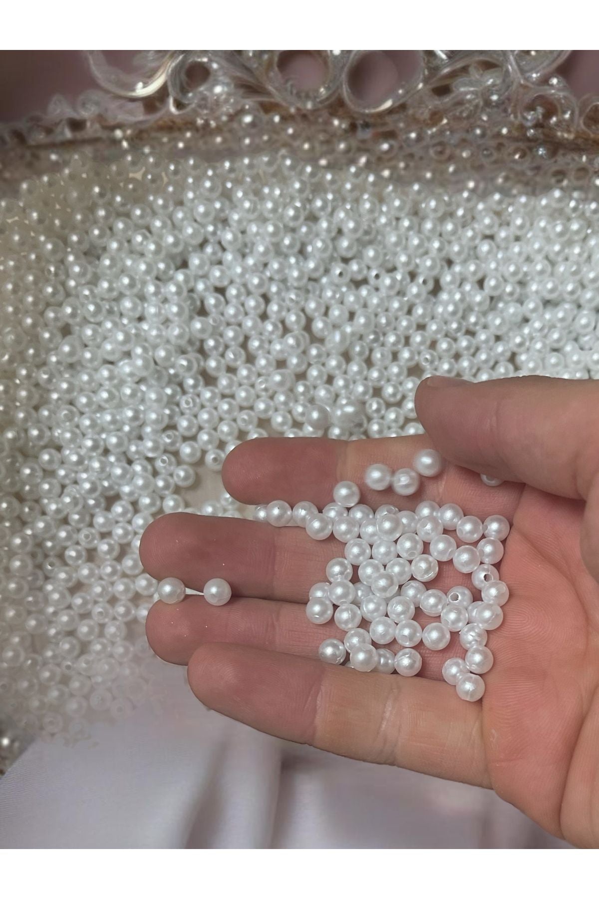 100gr 6mm Beyaz İnci Boncuk