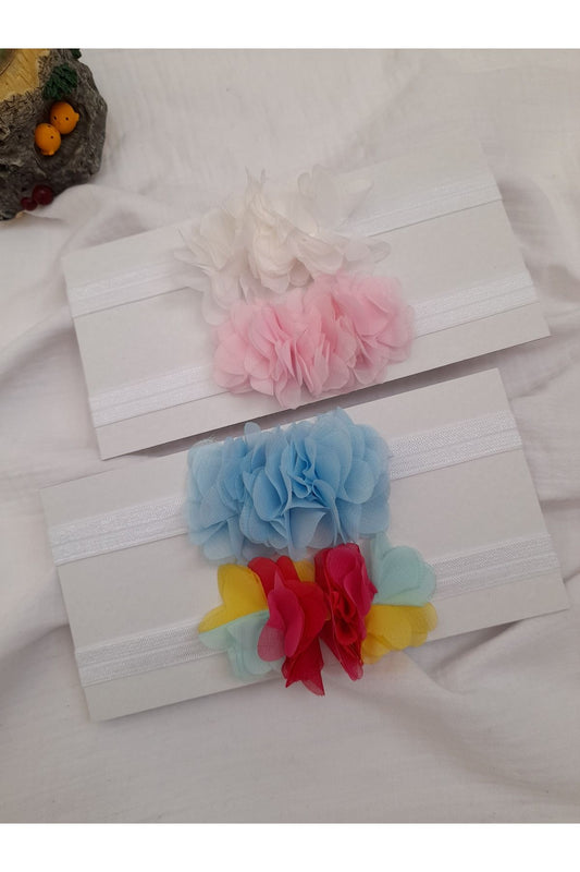 4-teiliges Baby-Bandana-Set aus Laserblumen-Tüll