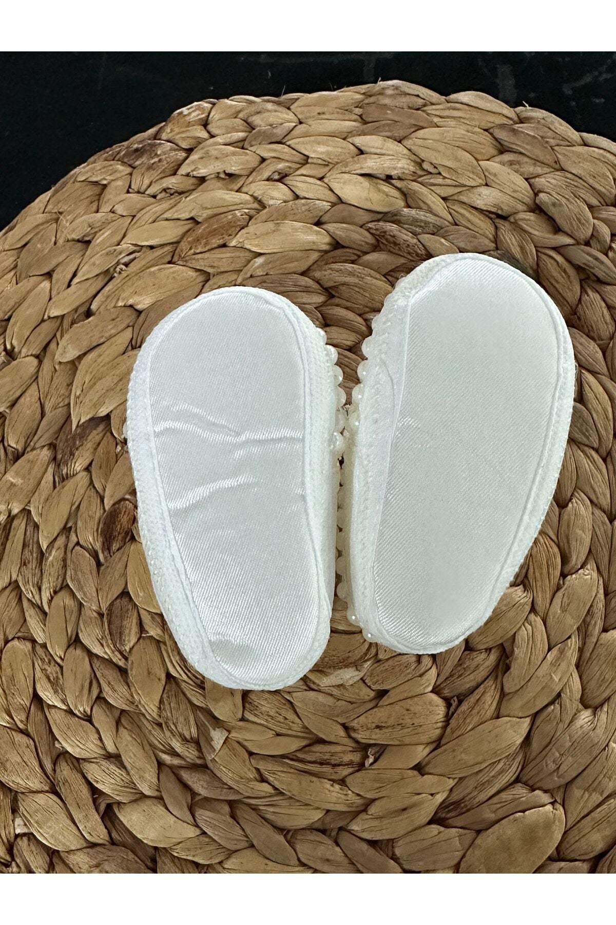 Baby Mädchen Herz Detail glänzend Perle 0–6 Monate 10 cm Geschenk Booties Luxus Klettverschluss