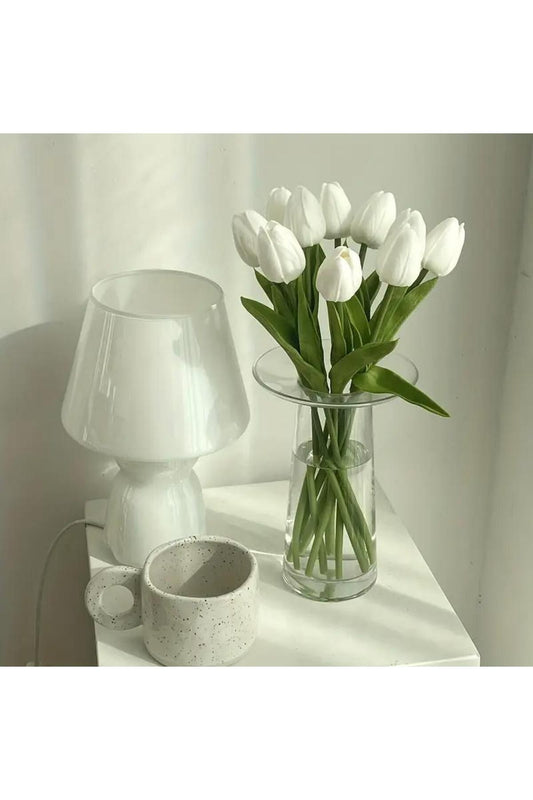 4 künstliche weiße Tulpenblüten – zum Basteln, für Hochzeiten, als Dekoration für Zuhause und draußen.