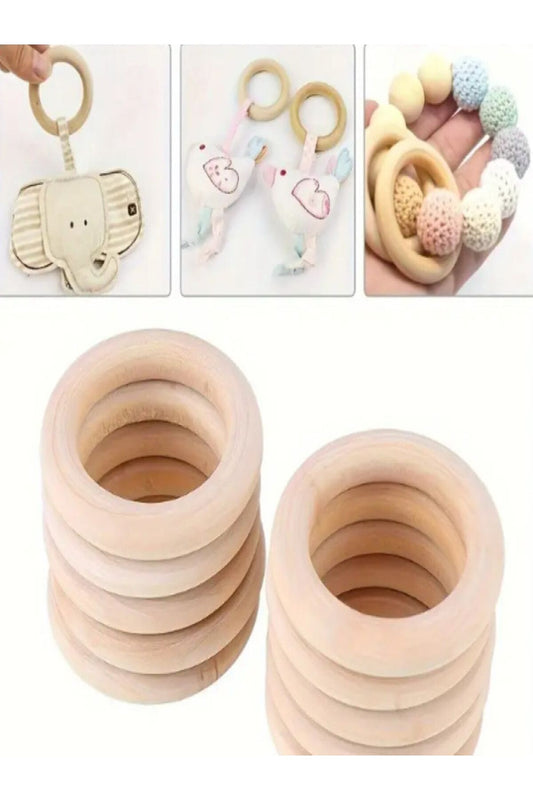 7 natürliche Holzringe, Handarbeitsringe, Makramee, DIY-Schmuck und Accessoire-Kunst