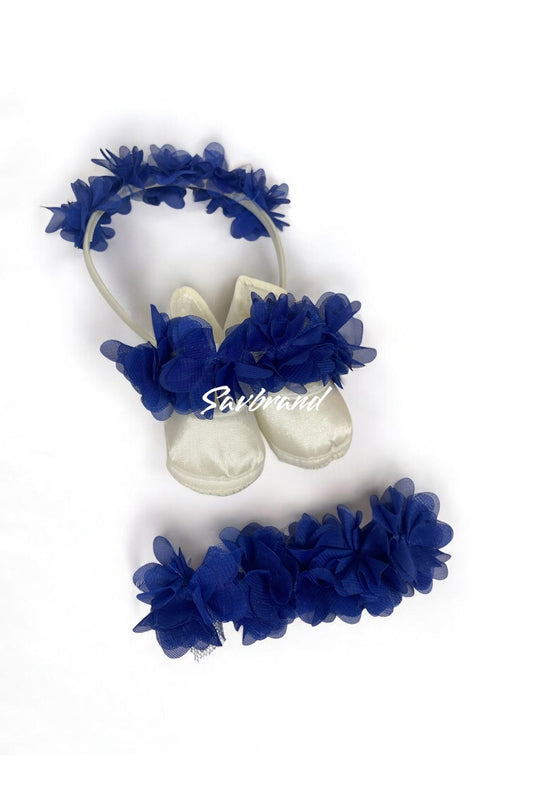 Schwangerschafts-Stirnband und Babyschuhe mit Laser-Blumenmotiv