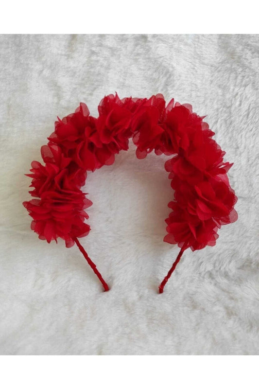 Kırmızı Çiçekli Tac Lohusa Tacı Kına Tacı Modajico