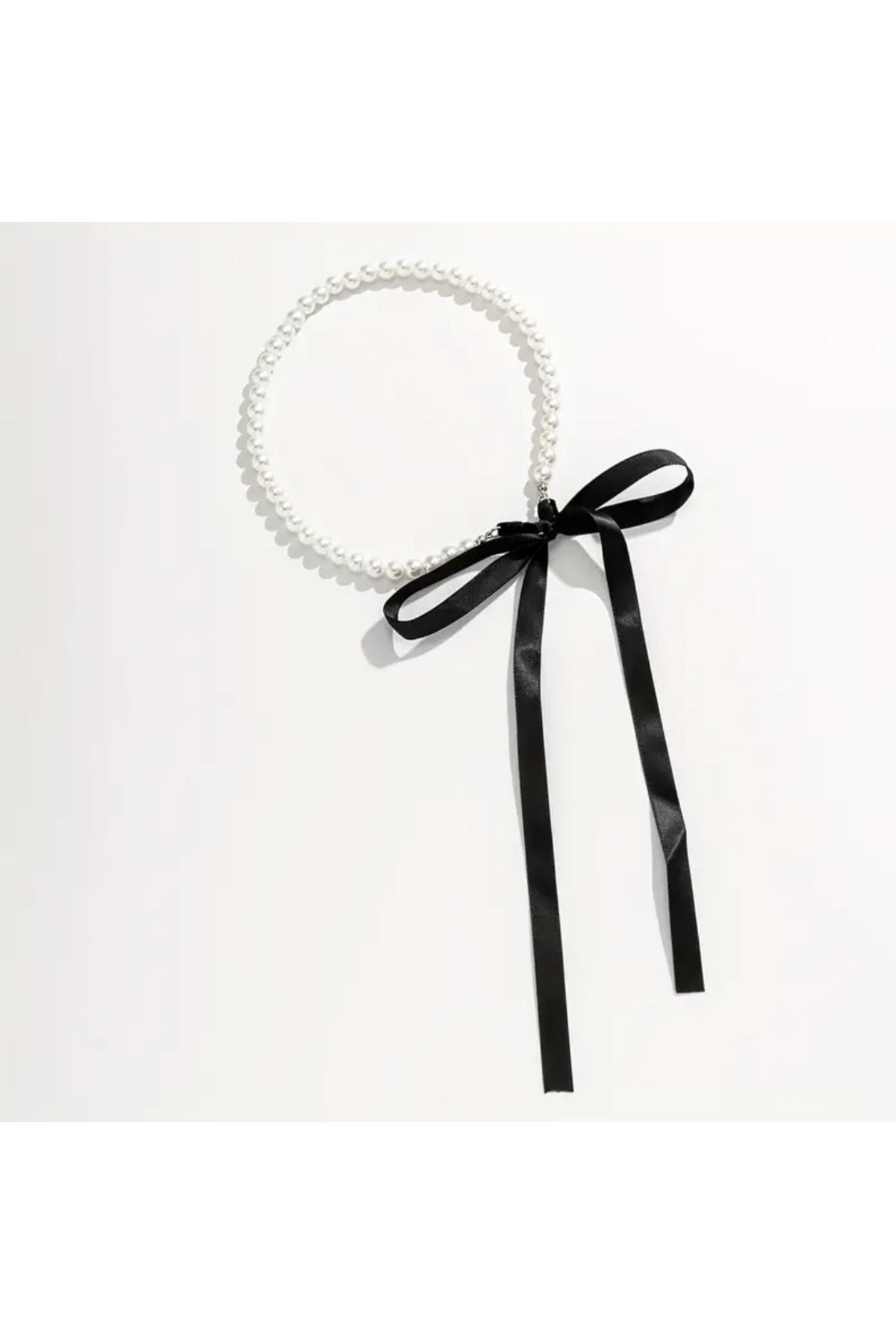 Vintage Halsband Lange Perlen Satin Design Kette Halskette Spitze Satin mit Perlenkette