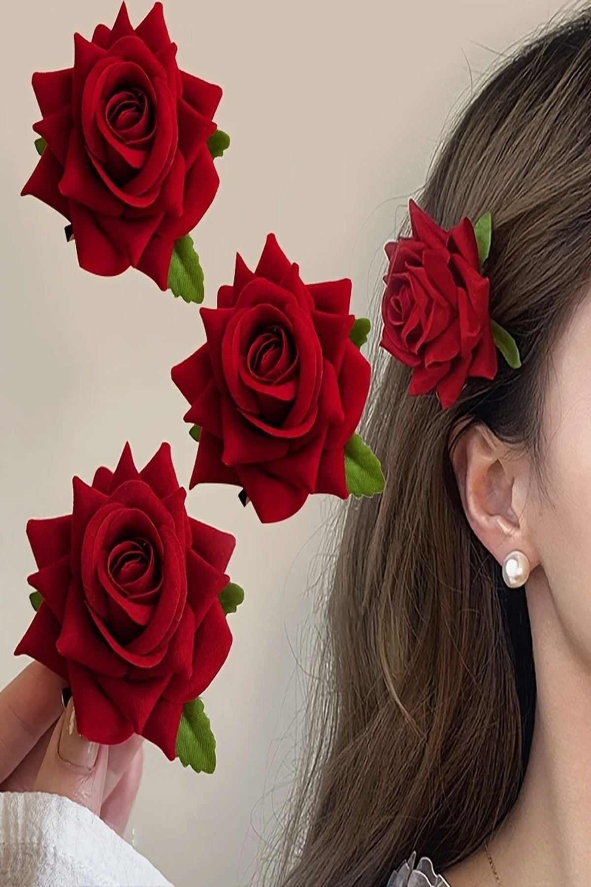 2 Stück Samt-Rosen-Haarnadeln – elegant und stilvoll, für den täglichen und besonderen Gebrauch