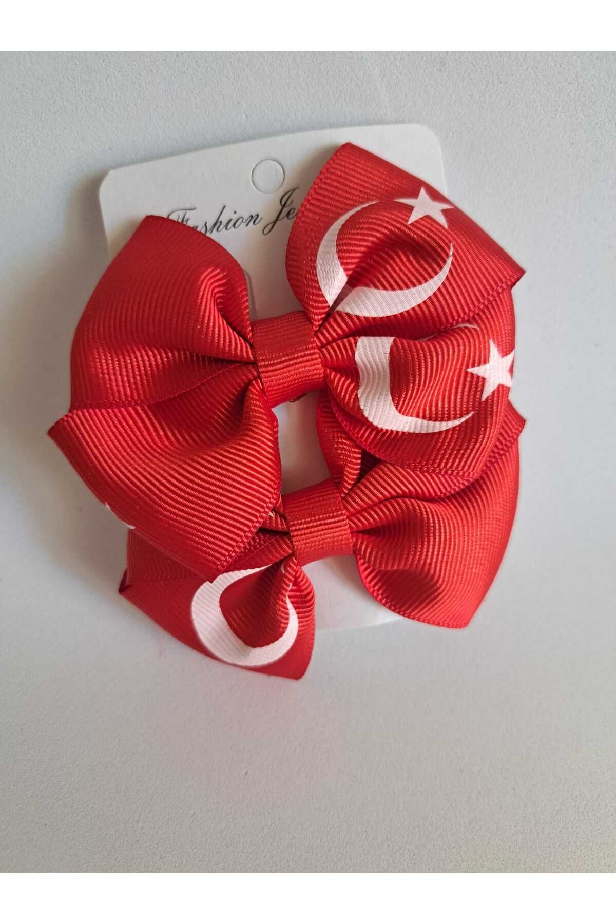 Kırmızı Beyaz Bayraklı 29 Ekim Klipsli Fiyonk Toka (2adet)