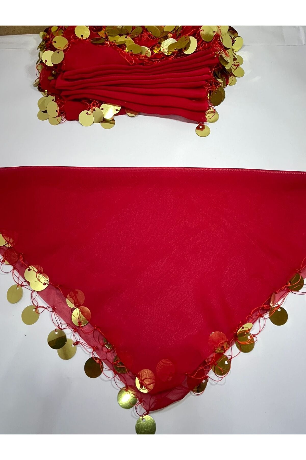 Goldfarbenes Chiffon-Halay-Taschentuch mit Pailletten für Hochzeit und Henna – Große Größe, 1 Stück