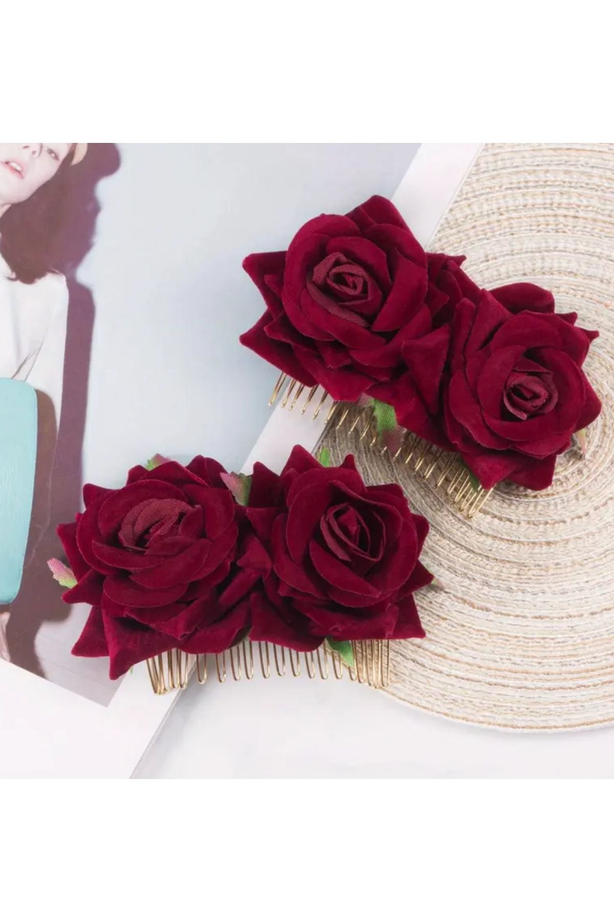 2 stücke frauen Rose Blume Haar Clips Rose Seite Kämme Flamenco Blumen
