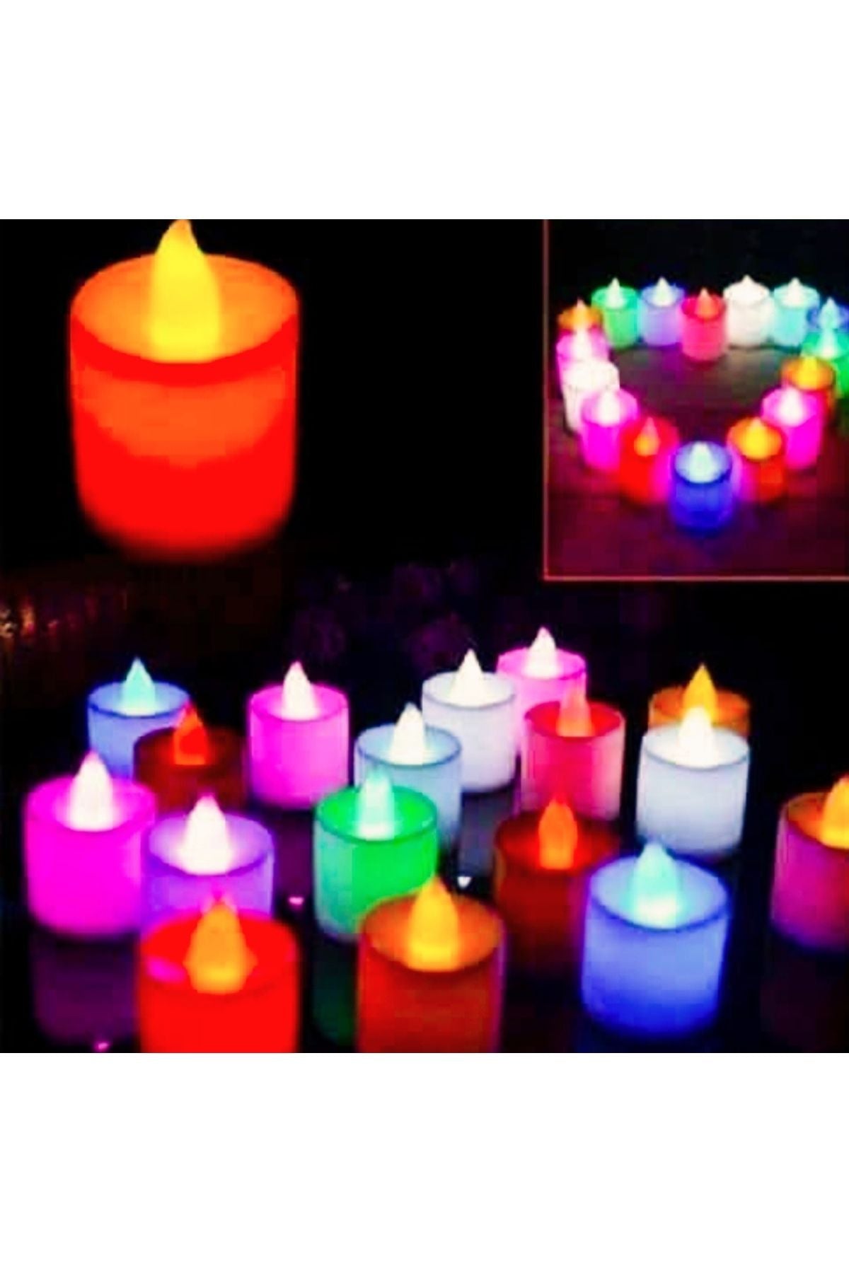 Ledli Mum Tealight Işıklı Dumansız Alevli Sarı Pilli Led Mum 4 Adet Pil Dahil