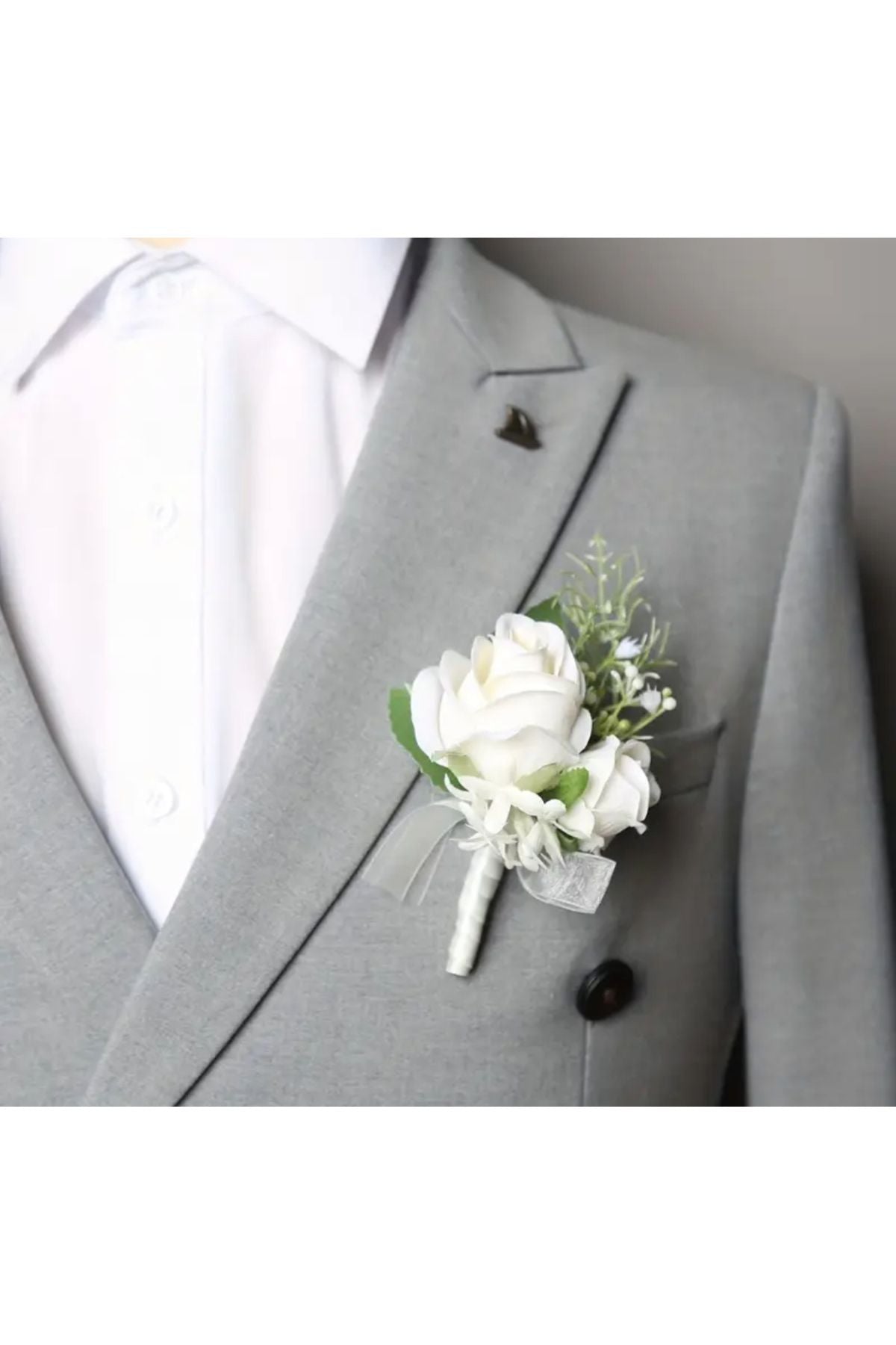 Kar Beyaz Güllü Fiyonk Yaka Çiçeği, Yaka İğnesi Damat Yaka Çiçeği