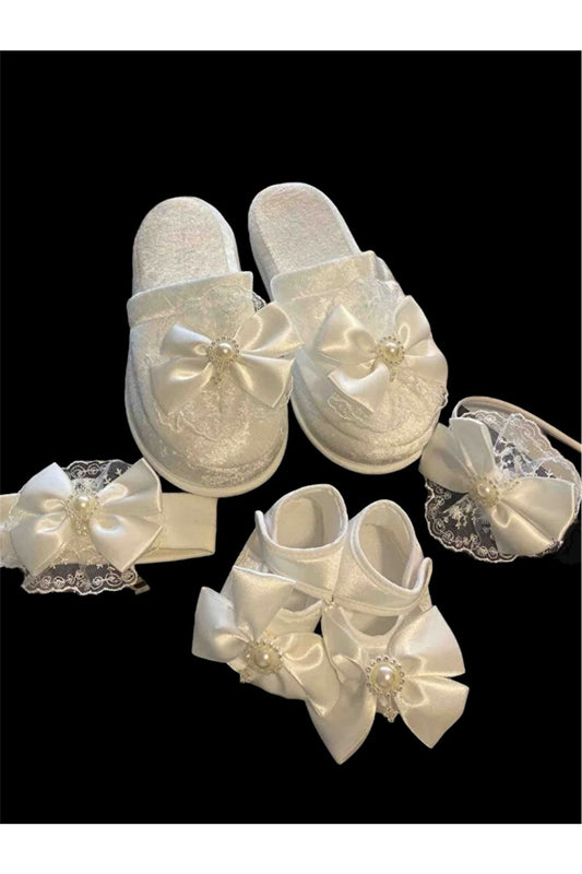 Spitzenschleifen-Umstandsset – Mutter und Baby Krankenhausurlaubsset, 4-teilig