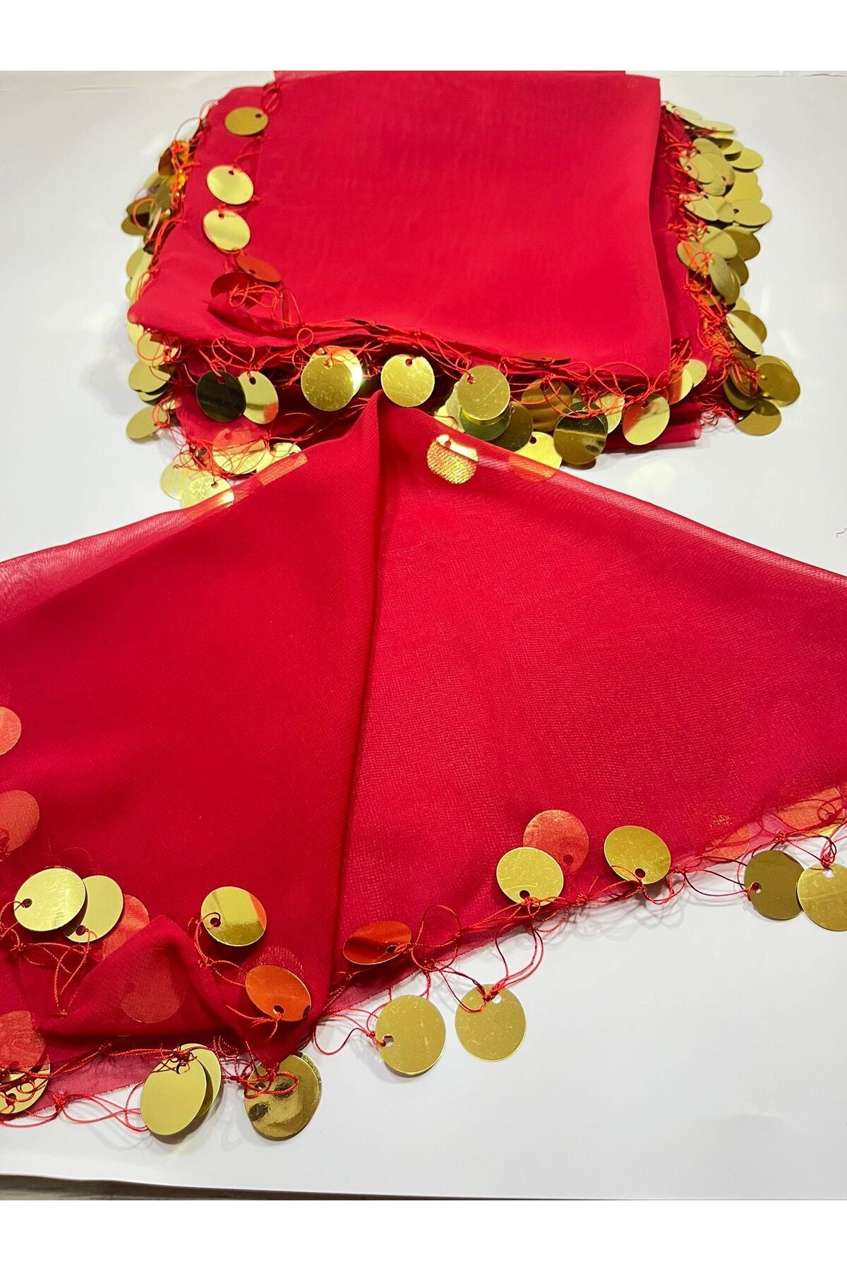 Goldfarbenes Chiffon-Halay-Taschentuch mit Pailletten für Hochzeit und Henna – Große Größe, 1 Stück