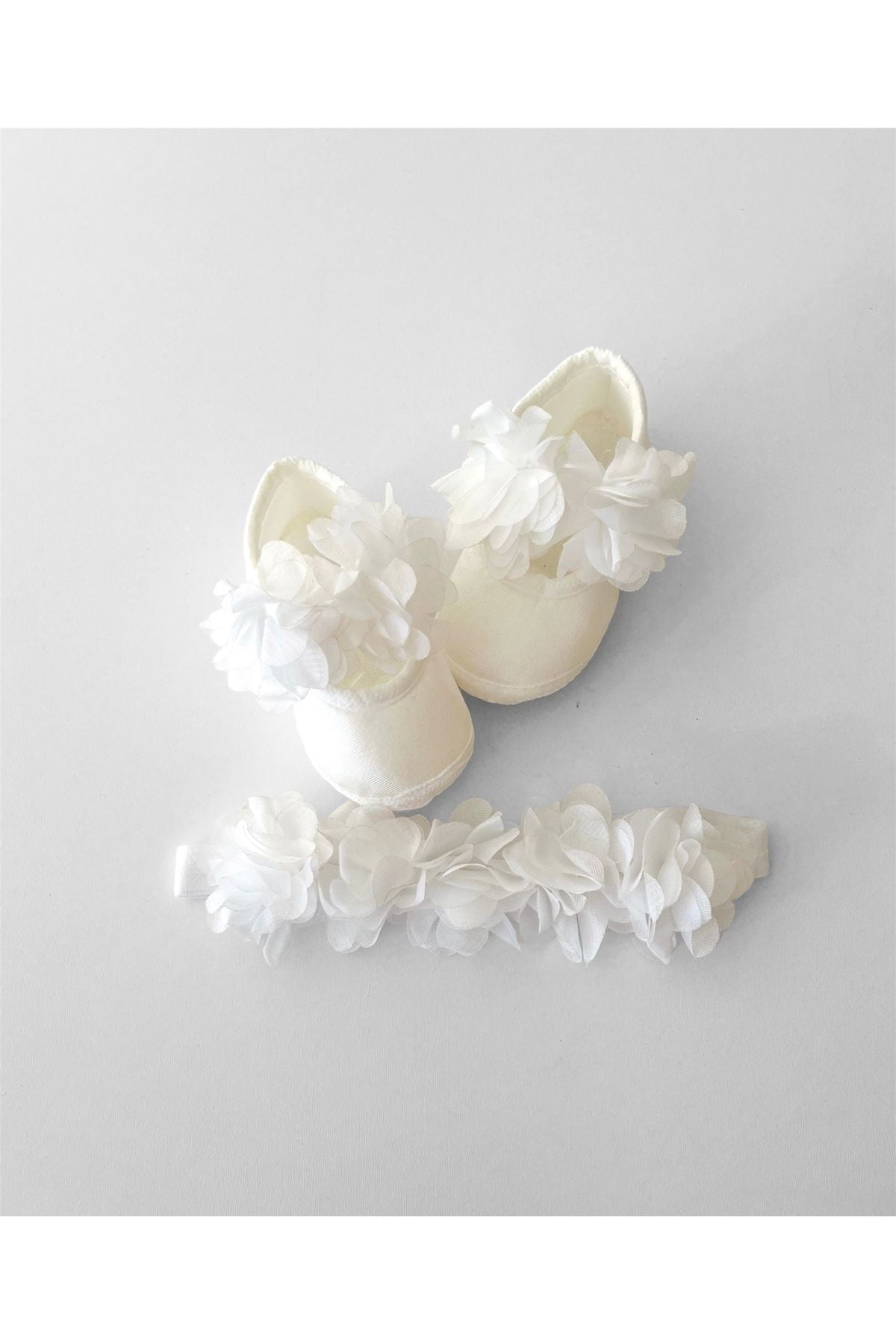 Baby Mädchen Blumenkrone Neugeborenengeschenk, Mawlid Booties mit Haarband, 2er Set