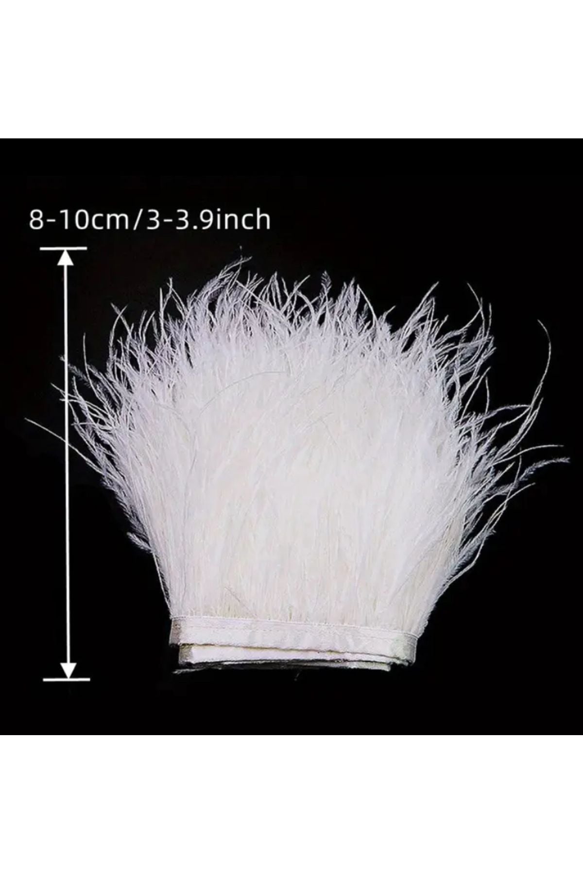 Weißes Straußenfederband – 9 cm Höhe, 1 Meter – Natürliches und elegantes Dekorationsmaterial