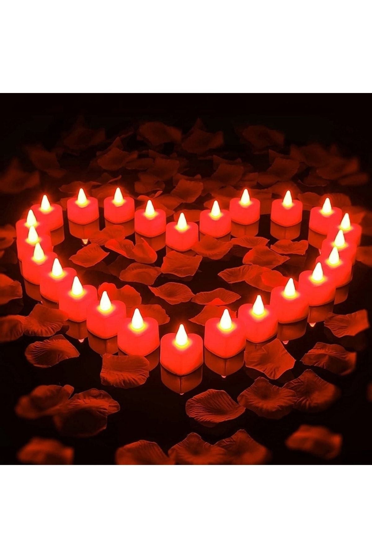 Vıpkalite 24 Stück rote LED-beleuchtete Herzkerze Rote LED-Kerze Weihnachtskerzen Batteriebetriebene Kerze Beleuchtete Kerze