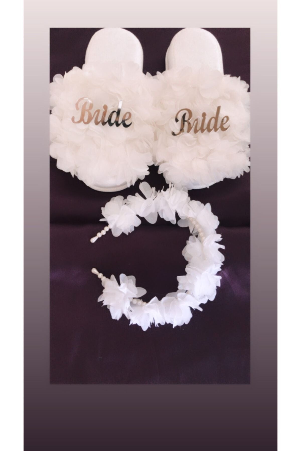 Weiße Braut-Hausschuhe mit Perlenkrone für Damen