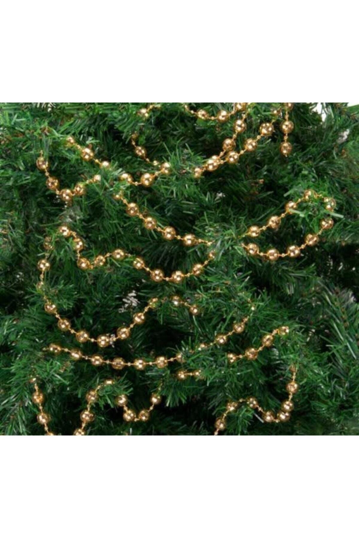 Yılbaşı Gold Zincir Süs 5 Metre Inci Çam Ağacı Süsü Noel Yemek Masası Taşı