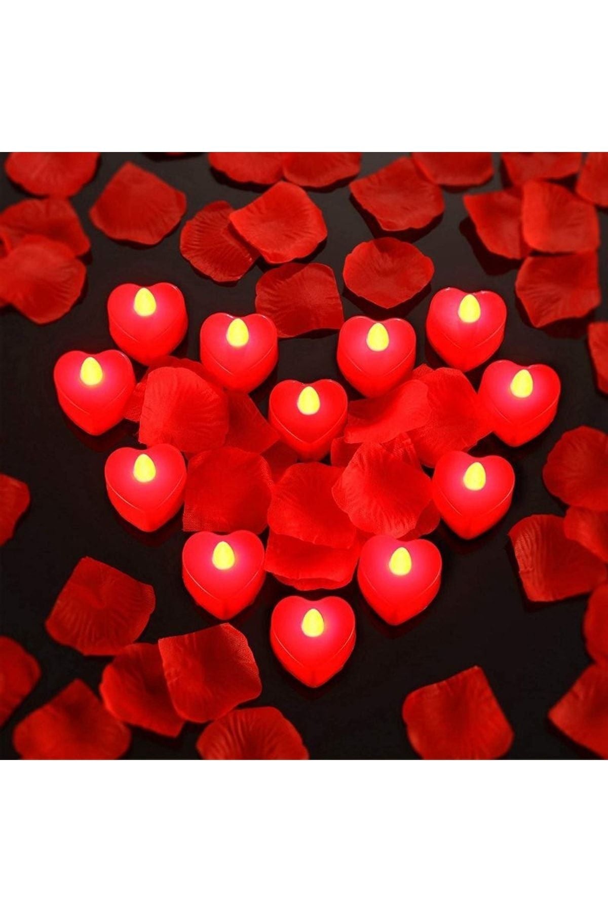 Vıpkalite 24 Stück rote LED-beleuchtete Herzkerze Rote LED-Kerze Weihnachtskerzen Batteriebetriebene Kerze Beleuchtete Kerze