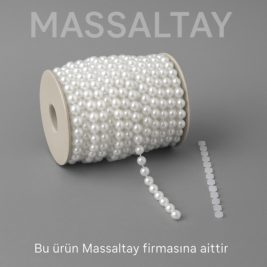 1 Metre Beyaz Sıralı Kesik İnci Boncuk (4 mm) – Çeyiz, Bohça ve Süsleme Malzemesi